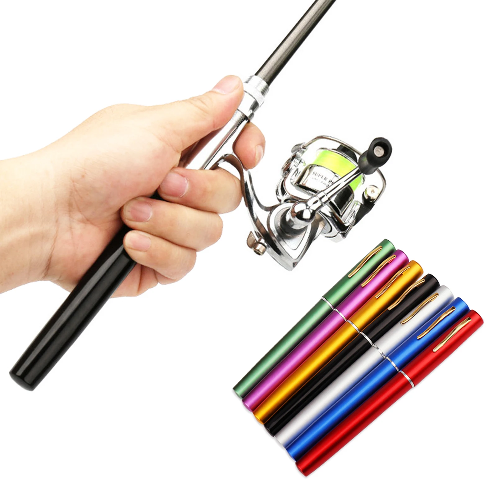 Pocket Collapsible Fishing Rod Reel Combo Mini Pen Fishing Pole Kit Telescopic Fishing Rod Spinning Reel Combo Kit