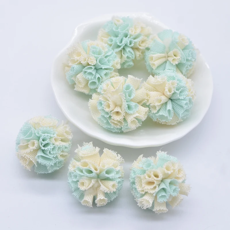 50Pcs 25mm Two-color Elastic Mesh Chiffon Ball for DIY Kids Clothes Hat Shoes Crafts Patches Handmade Baby Headwear Bow Decor
