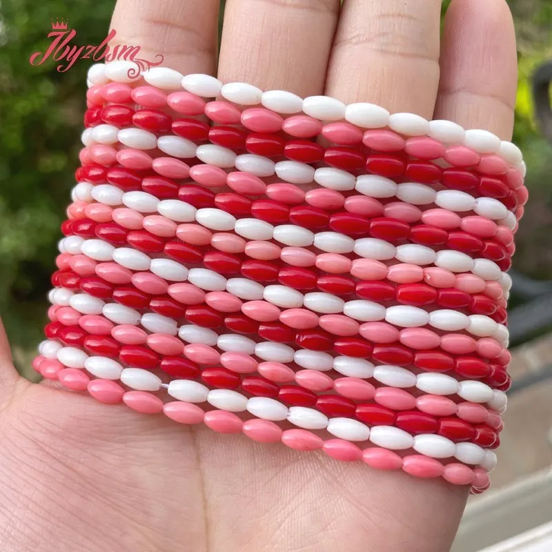 3x6mm Natural Coral Oval Smooth Loose Stone Beads For DIY Necklace Bracelets Earring Jewelry Making Strand 15\