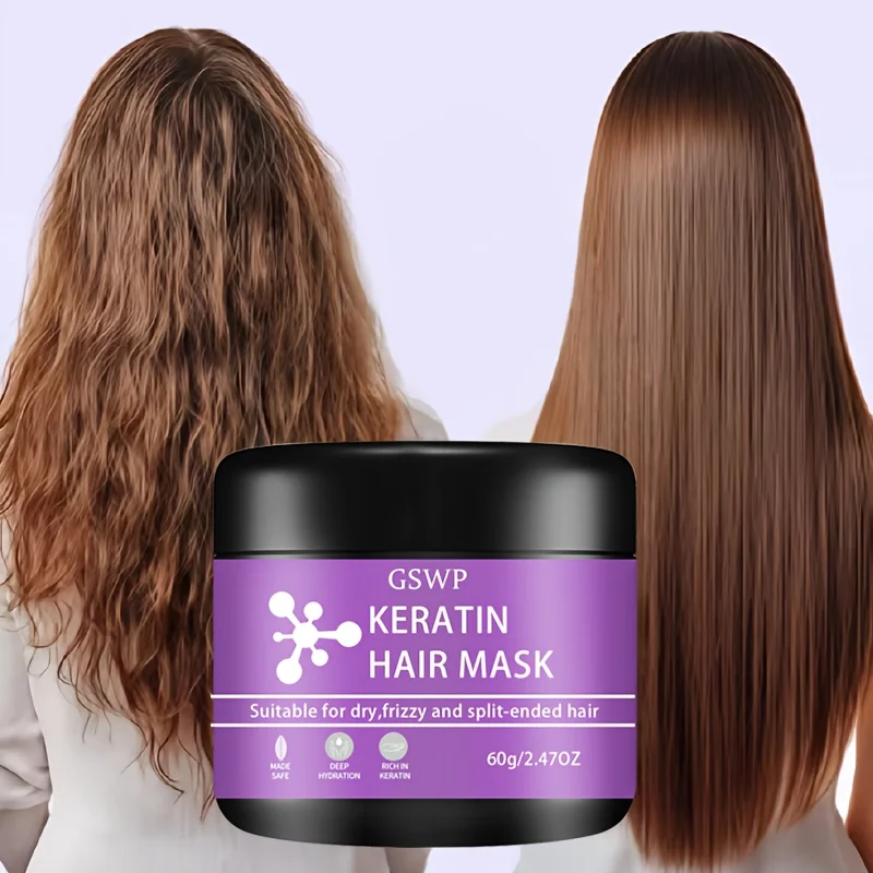 

GSWP Keratin Hair Mask Suitable for dry, frizzy and split-ended hair Deeply hydrates and nourishes Repairs damaged.60/120/180g