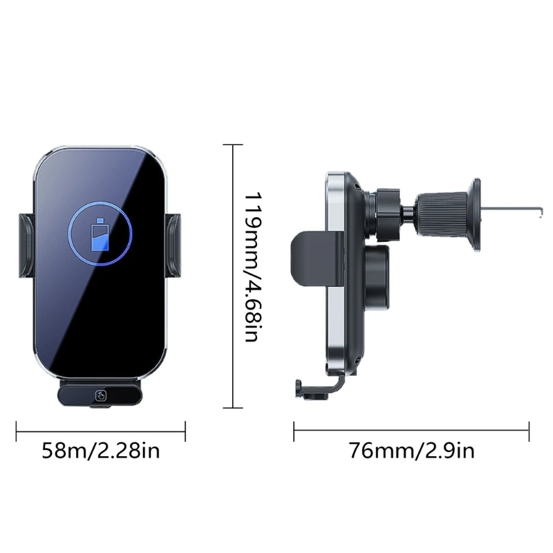 66W Car Phone Charging Mount for 15 14 13 12 Glass Panel Phone Holder Air Vent Mount Wireless Charging Stand Holder