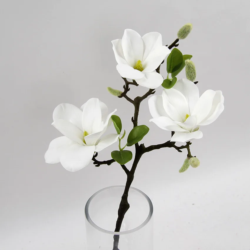 Real Touch Big White Magnolia Artificial Flowers Christmas Wedding decoration party home decor flores artificiales