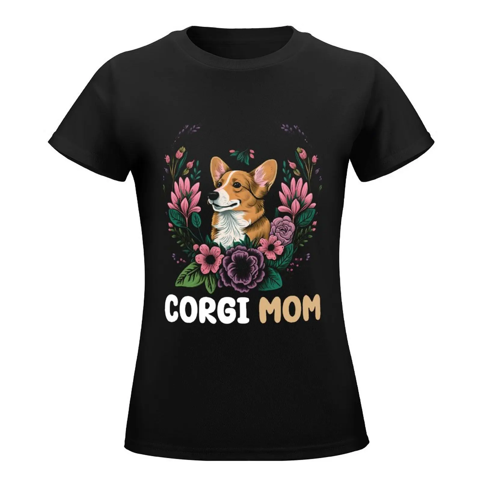 Corgi Mom Mother Flowers Mother's Day Gift Pet Corgi Lovers T-Shirt cute tops korean fashion tshirts woman