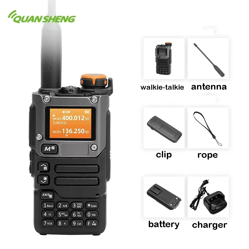 Quansheng-UV-K5（8） Walkie Talkie, 5W Rádio Banda Air, TYPE-C Carga,  DTMF FM, freqüência sem fio, rádio CB em dois sentid HAM