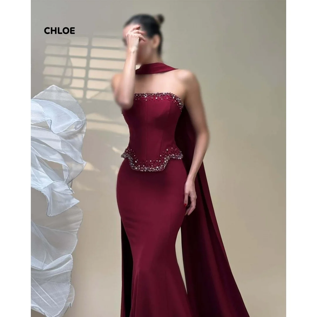 

Бордовые вечерние платья Женские элегантные длинные платья для особых случаев Без рукавов Индивидуальные блестящие шаль со стразами для выпускного вечера