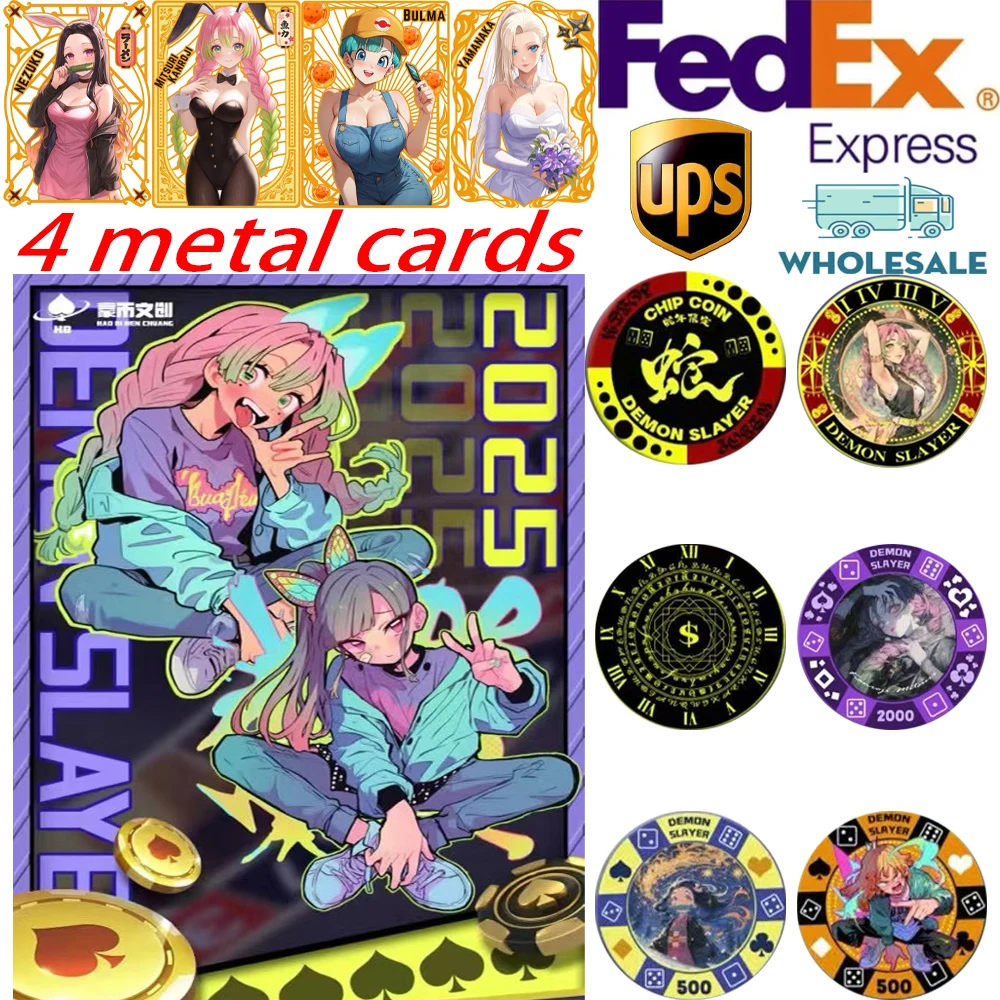 2024 Newest Case Wholesale Demon Slayer Collection Coin Shinobu Nezuko Mitsuri Booster Box TCG Hobby Gift