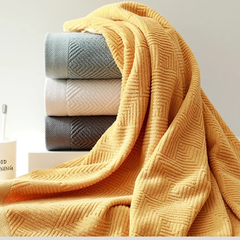 3Pcs /Pack Long-Staple Cotton Bath Towel Face Towel Set Soft Solid Quick-dry Bath Beige Gray Yellow Beach