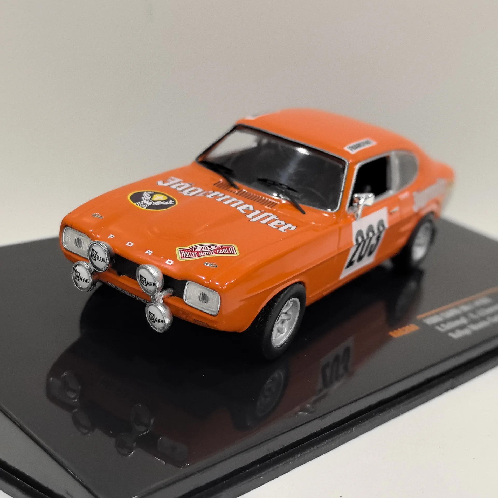 

Diecast IXO 1/43 Scale FORD CAPRI #203 1973 Ford Racing deer Head paint Alloy Car Model Collectible Toy Gift Souvenir Display