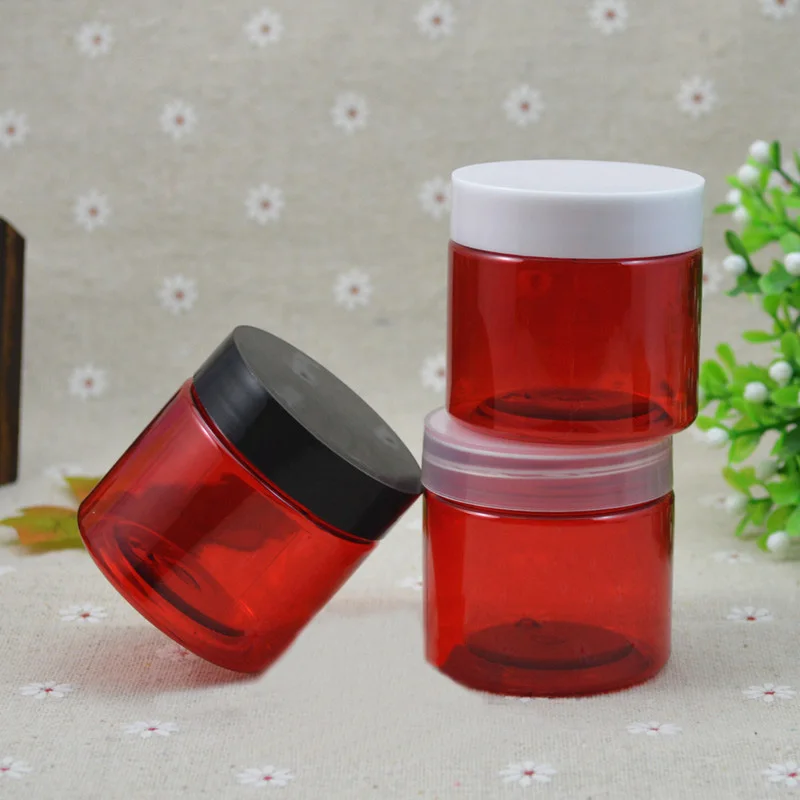 

50G red plastic PET bottle/pot/jar few color lid essence/cream/mask/moisturizer/gel/wax/body scrub skin care cosmetic packing