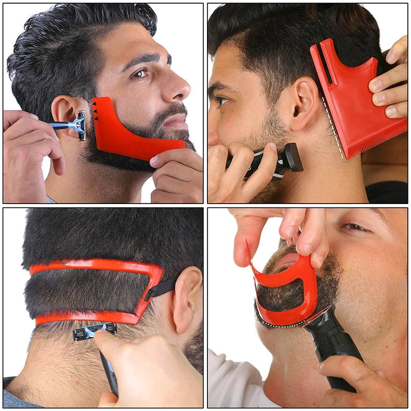 2/3/4Pcs Men Beard Hair Goatee Neckline Shaving Template Guide Haircut Kit Tool