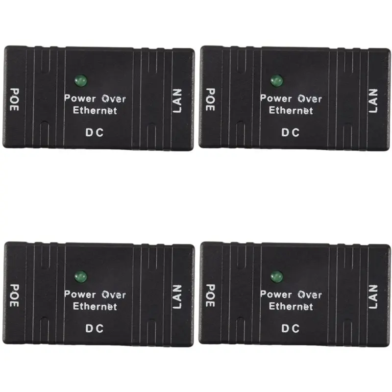 【NEWLY】4X 100 Mbps 5V 12V 24V 48V/1A BJW POE Injector Power Splitter For IP Camera POE Adapter Module Accessories-Black