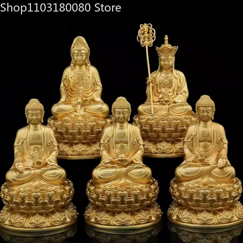 

10cm Copper gilding Sakyamuni Amitabha Medicine Buddha Guanyin ksitigarbha Portable buddha statue small sculpture