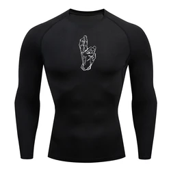 Graphic Long Sleeve Compression Shirts for Men Athletic Quick Dry Rash Guard Tops Gym Workout Running Undershirts Baselayers