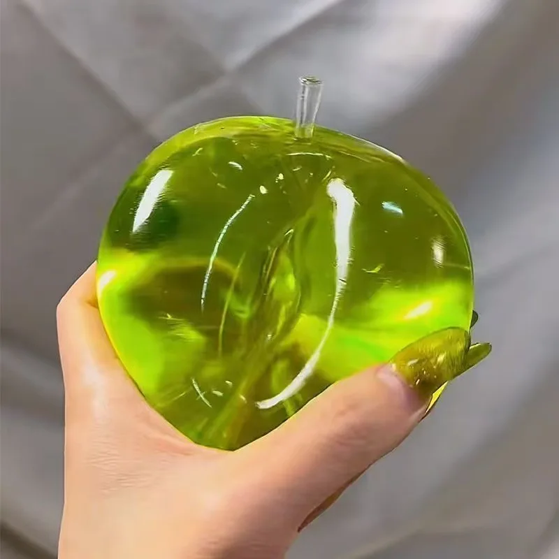 1PC Green Apple Shapeable Squeeze Squishy Toy, Soft Anti-Burst Durable BPA-Free Odorless Non-Sticky Easy-Clean Portable Lightweight Comfort-Grip Tear-Resistant Stretchable Calming Fidget Sensory Slow-Rebound Play