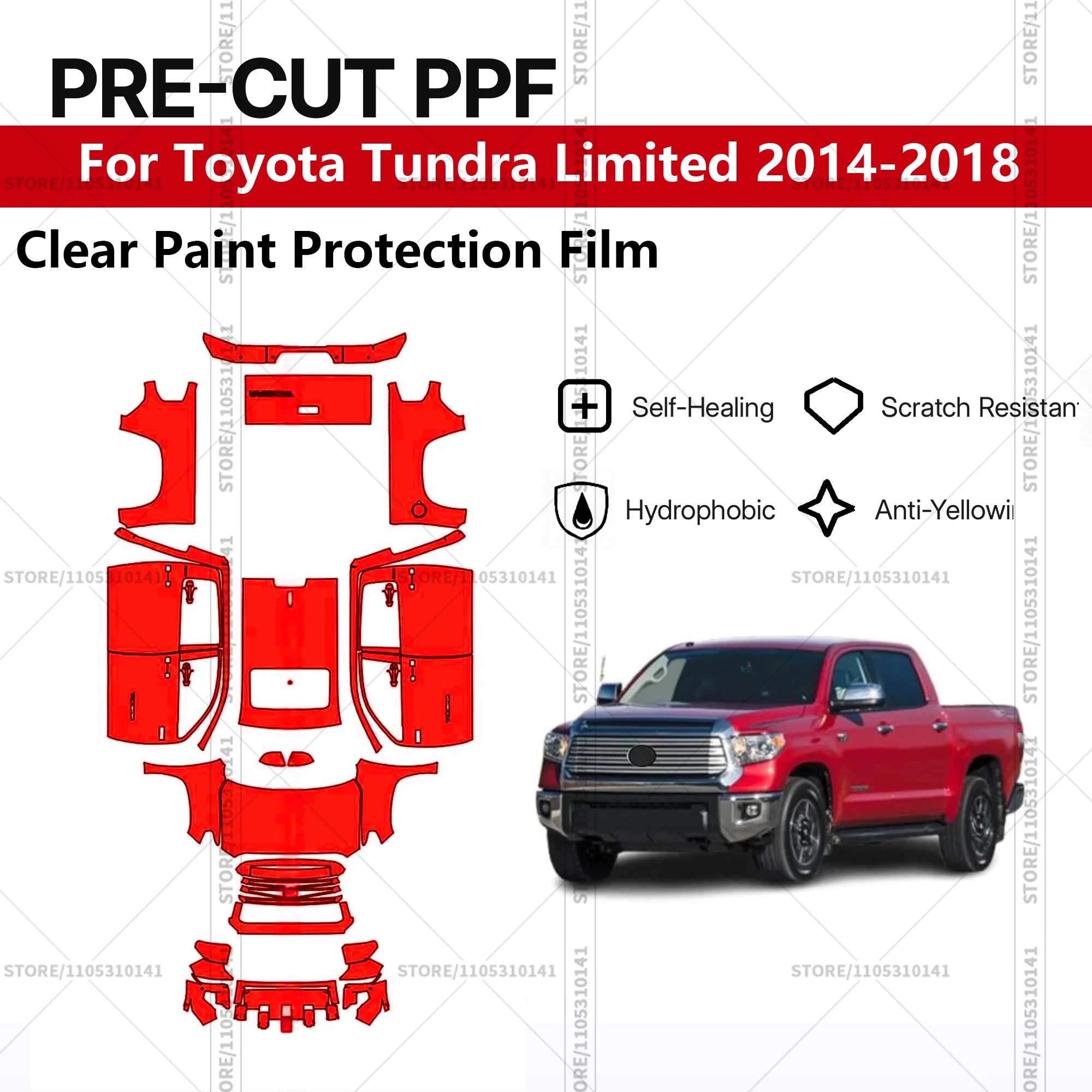 Pre-Cut Paint Protection Film PPF Transparent Car Film Automotive PPF For Toyota Tundra Limited 2014-2018 Full Vehicle