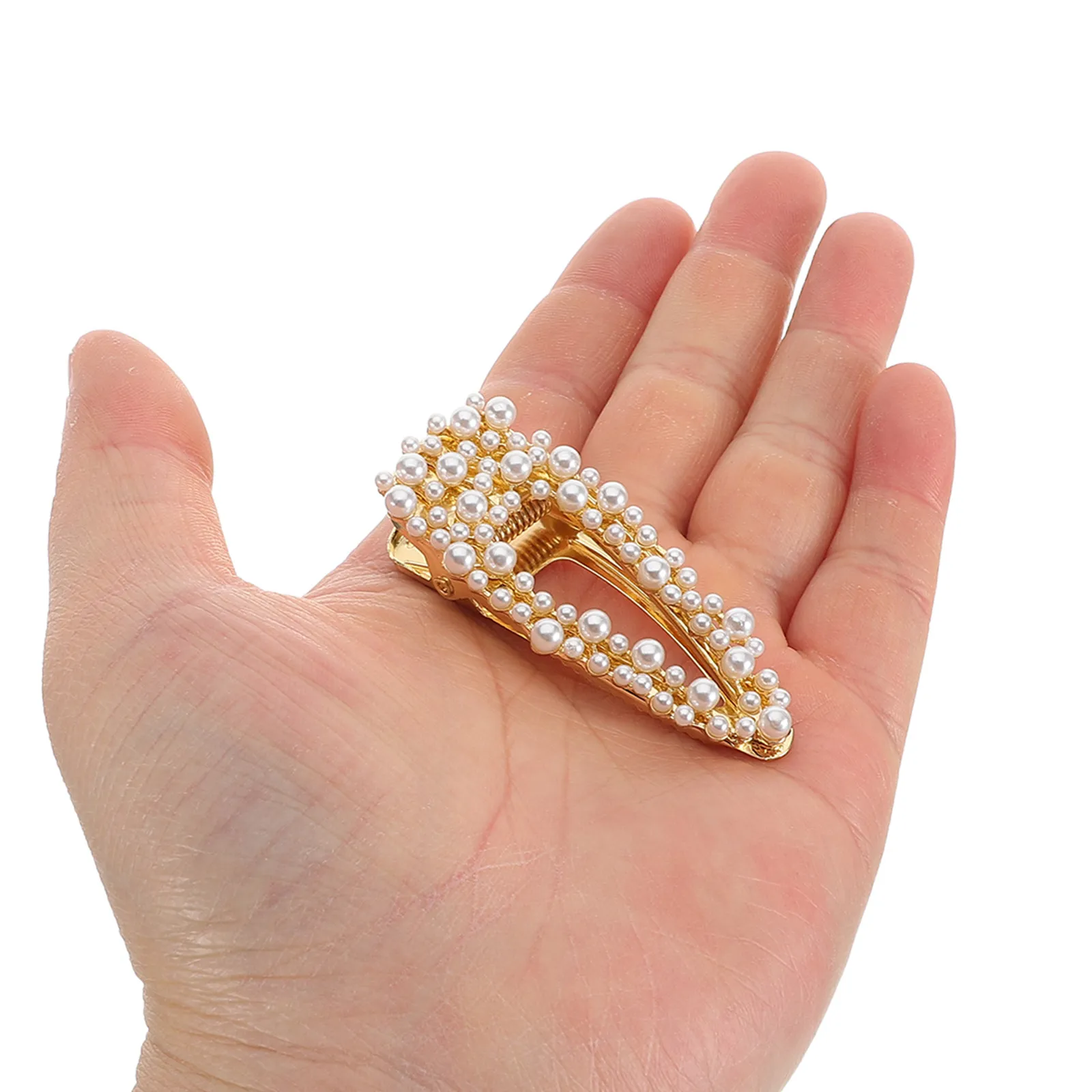 

Набор из 3 заколок для волос с жемчугом, в форме утиного клюва, с высоким блеском, полые, прямоугольные, тонкие, в форме капли, декоративные, элегантные аксессуары для волос