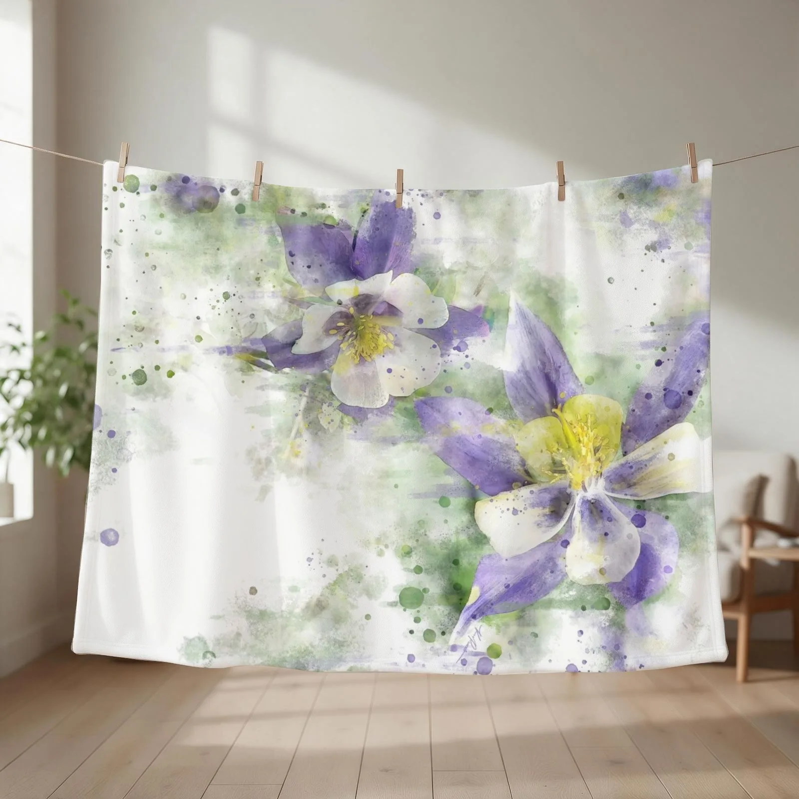 Colorado Columbines Throw Blanket couch cozy soft plush fuzzy picnic outdoor blanket