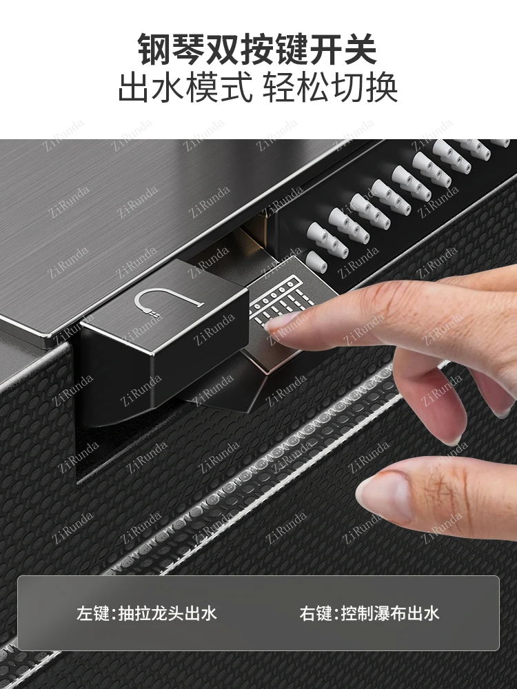 *Feiyu Waterfall Digital Display Kitchen Large Single Slot Embossed Household Stainless Steel Thickened Multifunctional