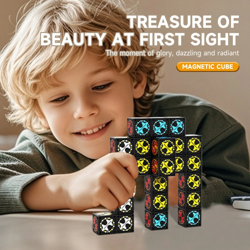 DIY 指先回転磁気キューブおもちゃ ストレス解消感覚玩具 子供向け、クリエイティブなパズルギフト テーブルボードゲーム