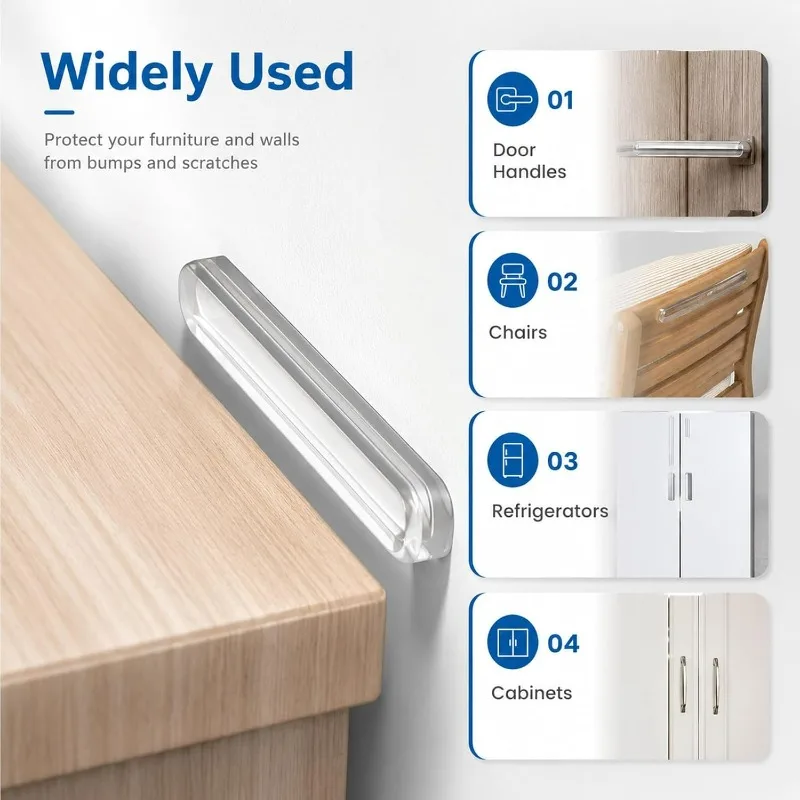 Silicone Cabinet Bumpers Strips Self-Adhesive Anti-collision Door Stop Buffer Pads Furniture Door Handle Bumper Protector Strips