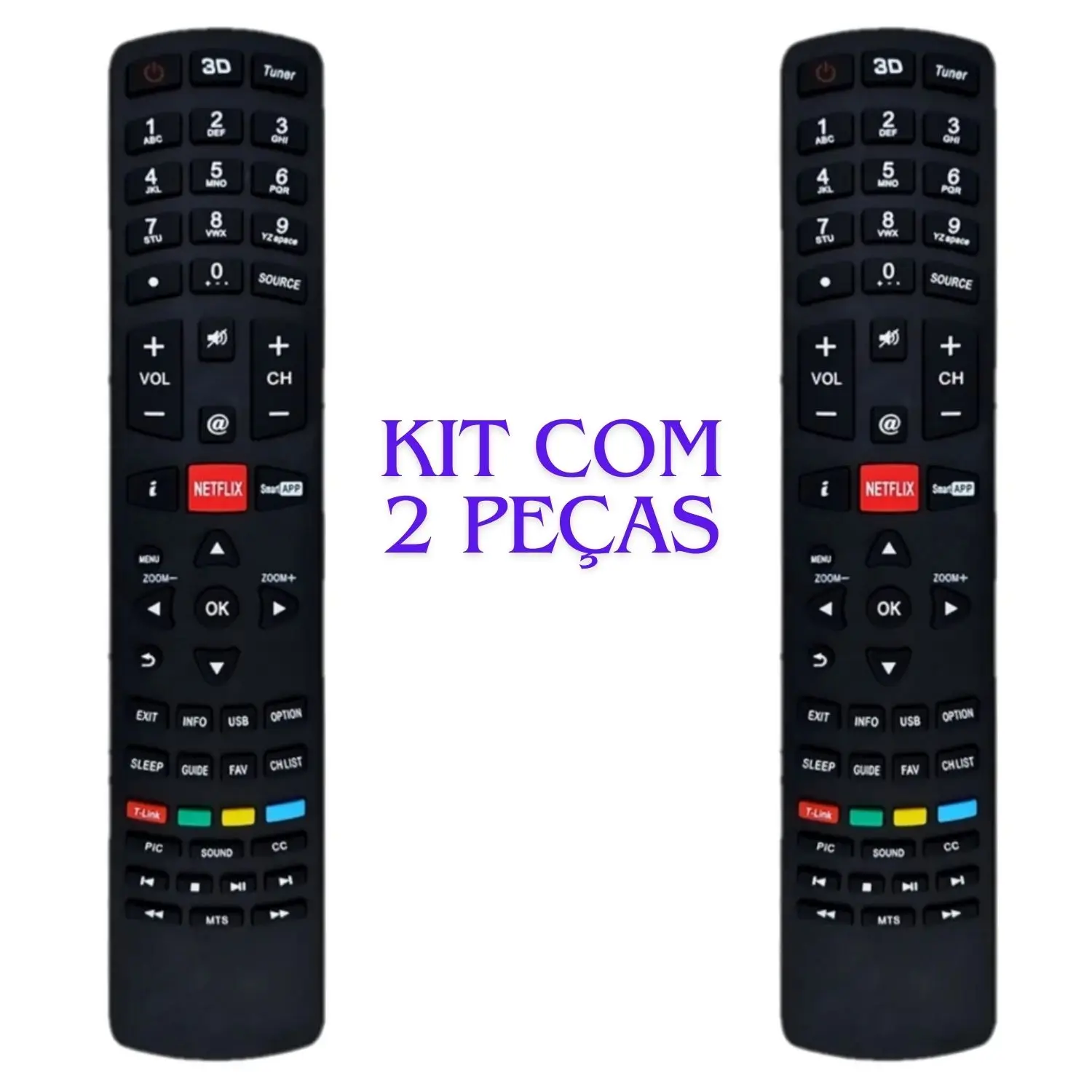 Kit 2 Controller Compatible with Tv Led 3D Philco Rc3100l03