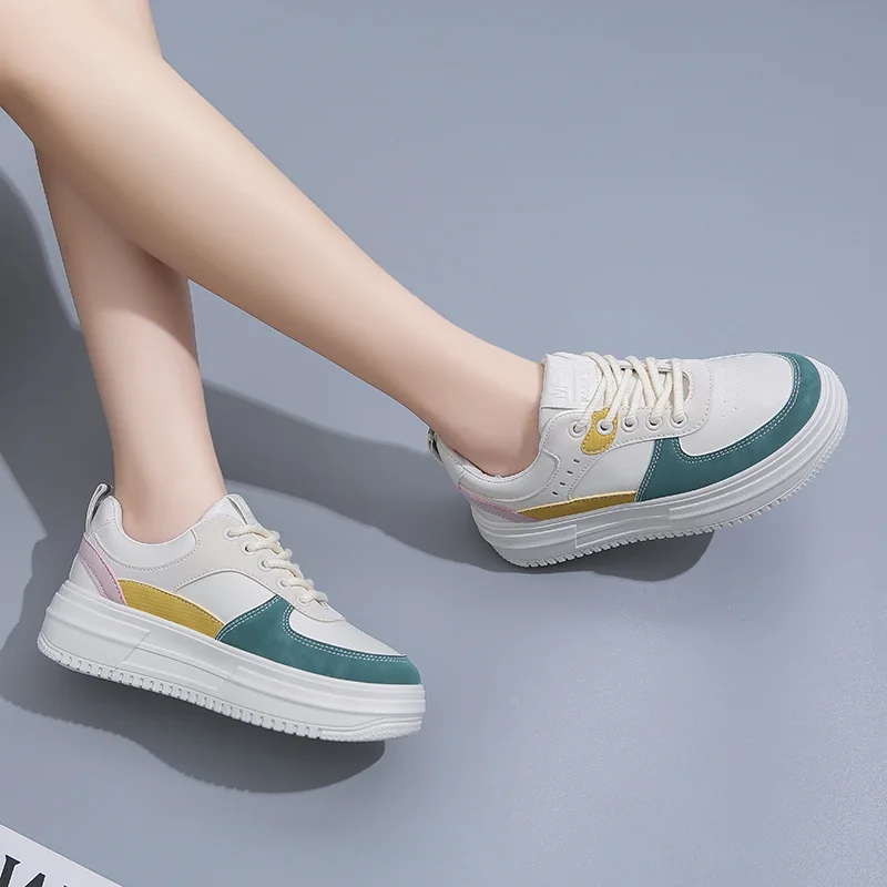 2022 New Fashion Sneakers Women Platform Shoes Color Fashion White Shoes Breathable Lace-Up Casual Running Shoes Female Sneakers