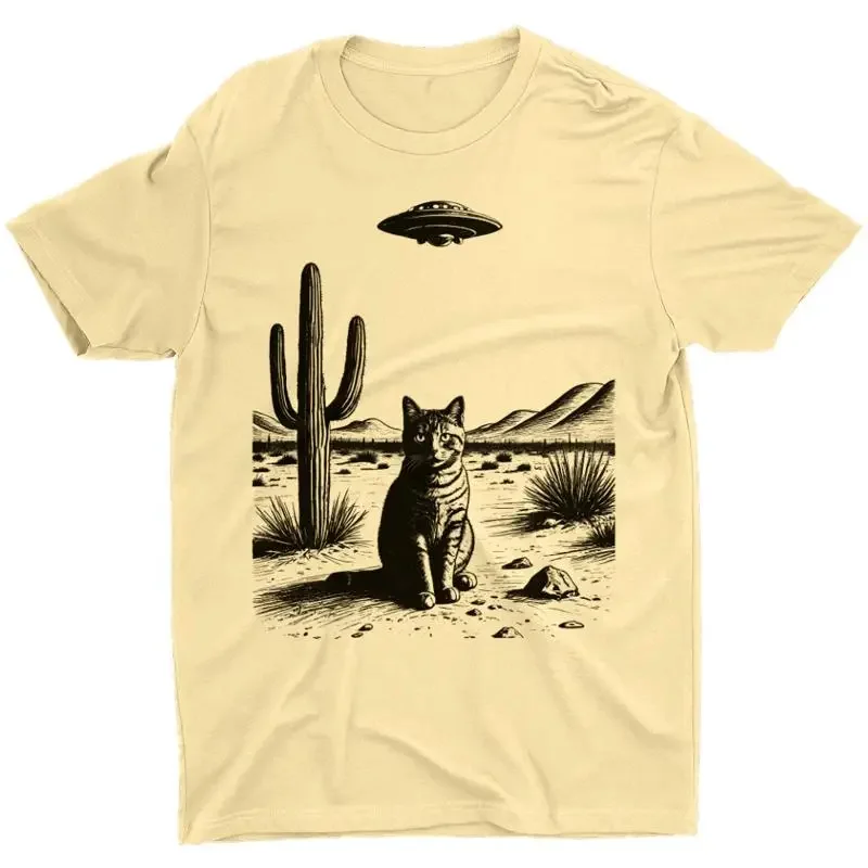 Desert CaT T Shirt Retro 80s 90s UFO Western Wild Cactus