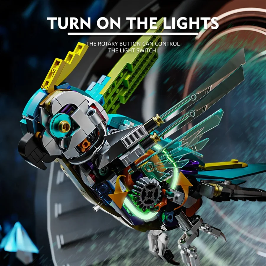 창의적인 DIY 기계식 앵무새 블록 세트 3D 퍼즐 모델 키트 파워 모터 조립 블록 장난감 소년 소녀 선물용