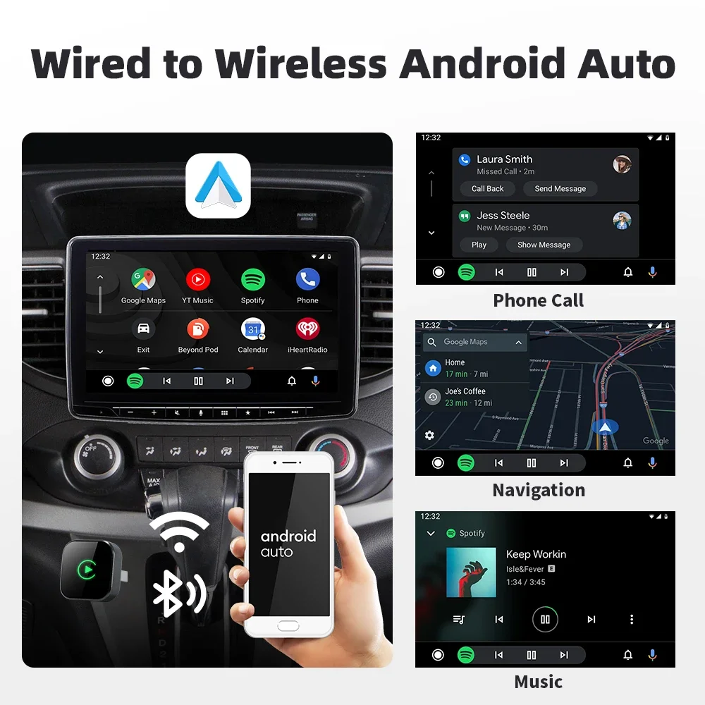 EKIY-dongle inalámbrico CarPlay, adaptador inalámbrico para Android Auto, sistemas inteligentes 2 en 1, caja inteligente AI para