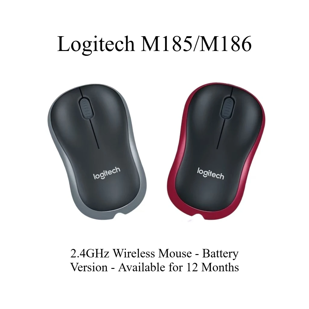 Logitech M185/M186 2.4GHz Wireless Mouse - Battery Version - Available for 12 Months