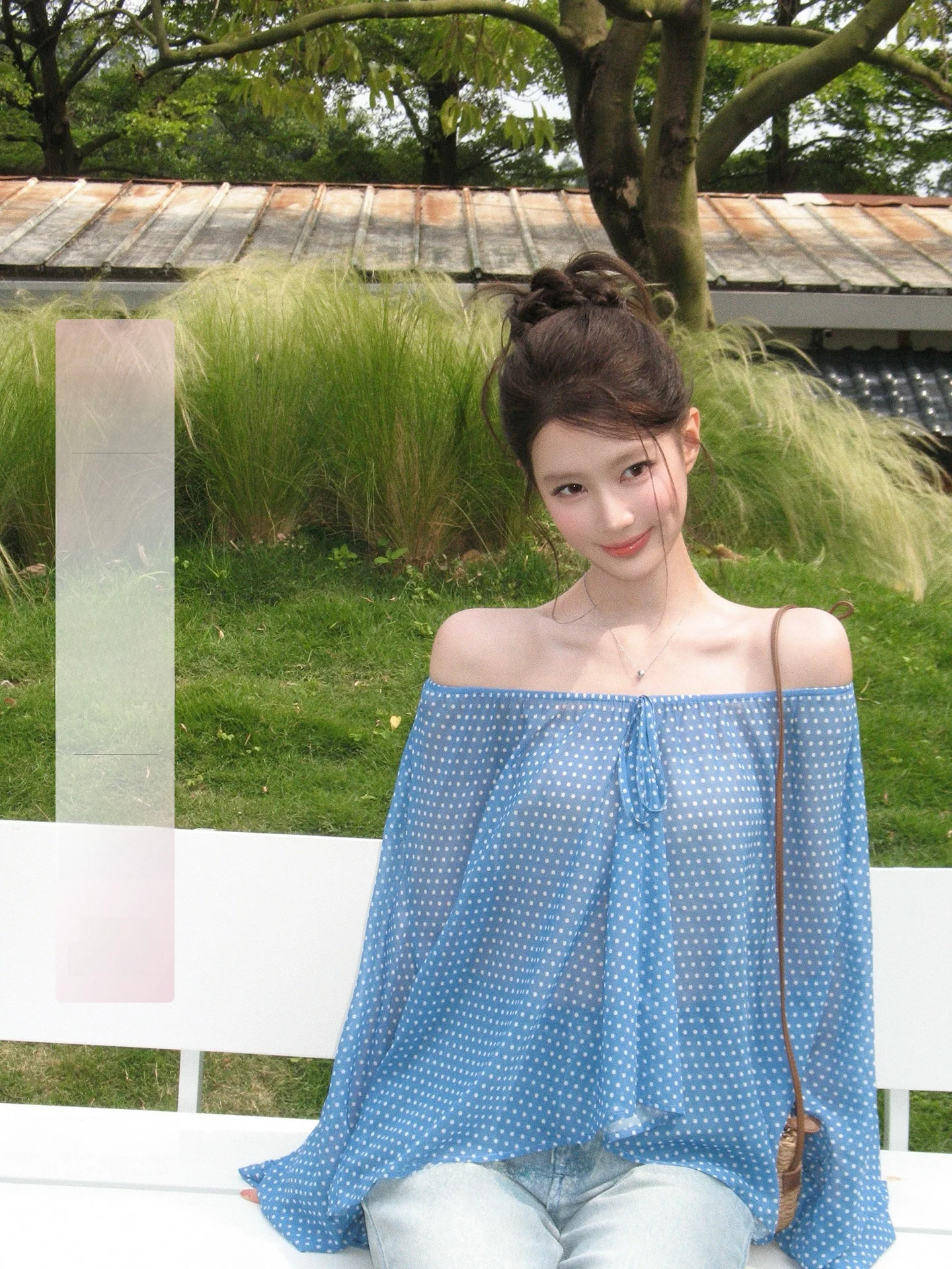 

Xiebu Rou Polka Dot Tie Waist Thin Chiffon Top Women Summer Loose Semi-Transparent Long Sleeve Shirt Elegant Style Lace