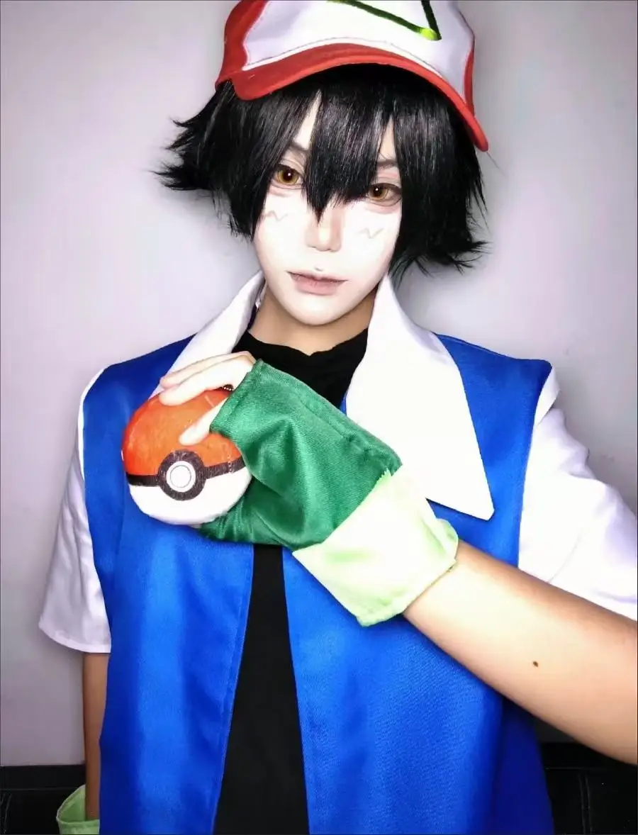 

Anime Ash Ketchum Cosplay Outfit Complete Set Jacket Coat