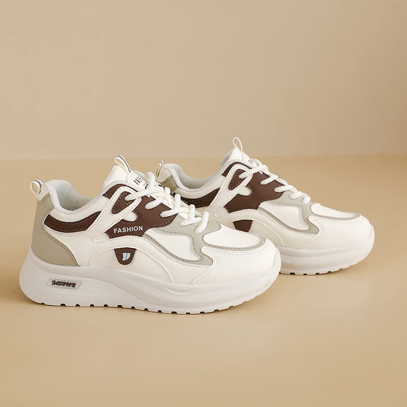 

2026 New Women Fashion Platform Chunky Sneakers Faux Leather Casual Shoes Comfortable for Streetwear Daily Wear Summer Outdoor