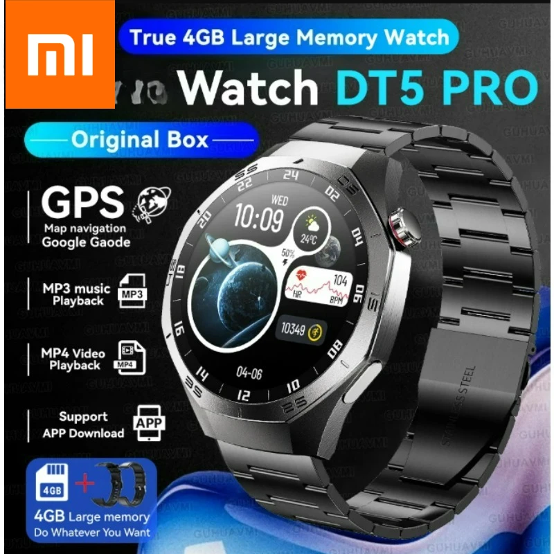 

Xiaomi 2025 Новые часы GT5 Pro с памятью, умные часы для мужчин, воспроизведение видео, GPS, приложение для загрузки, спортивные водонепроницаемые часы для наушников с вызовом, браслет