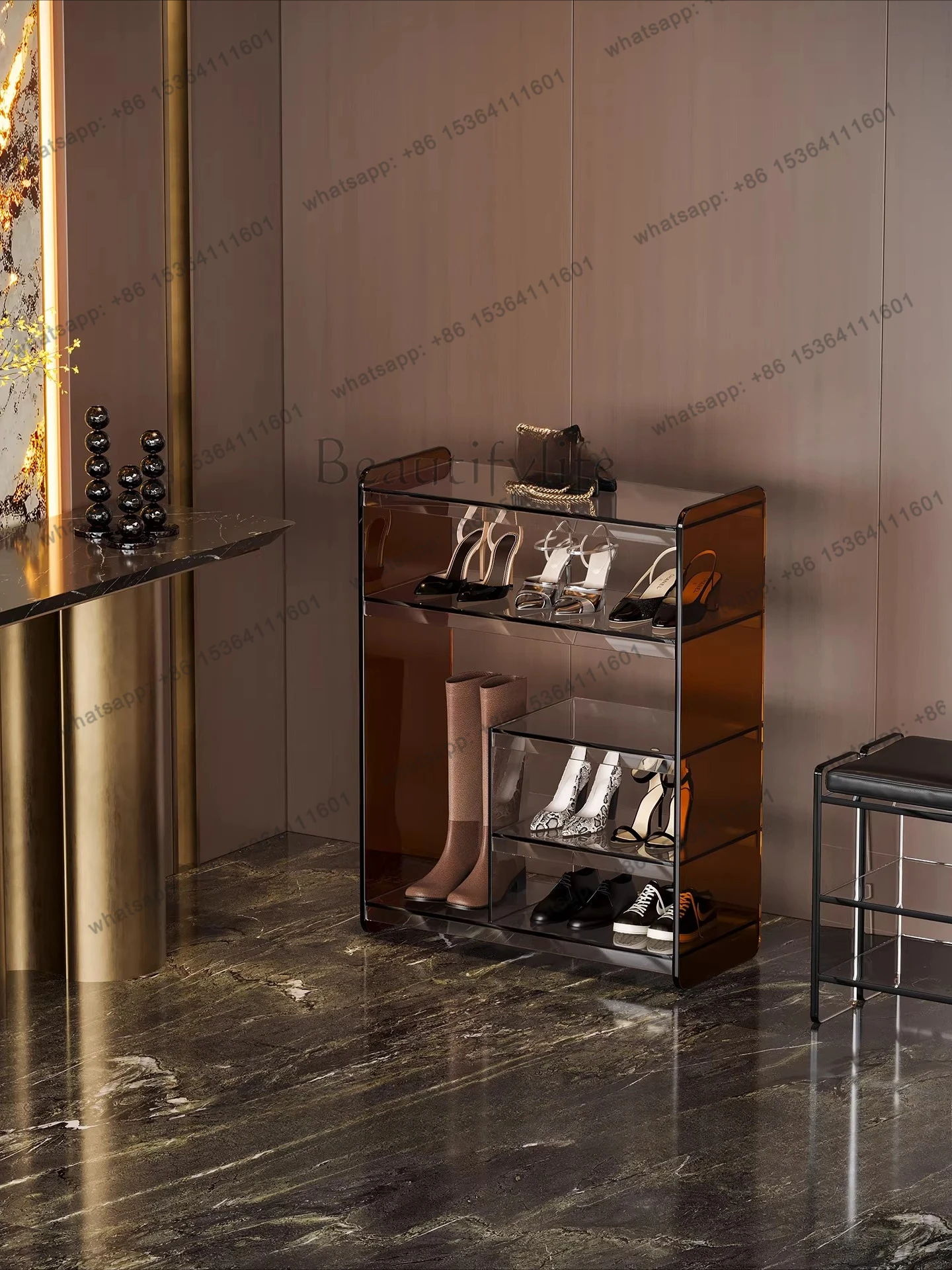 Separation layer, shoe storage artifact, high-heeled shoe storage rack, integrated shelf