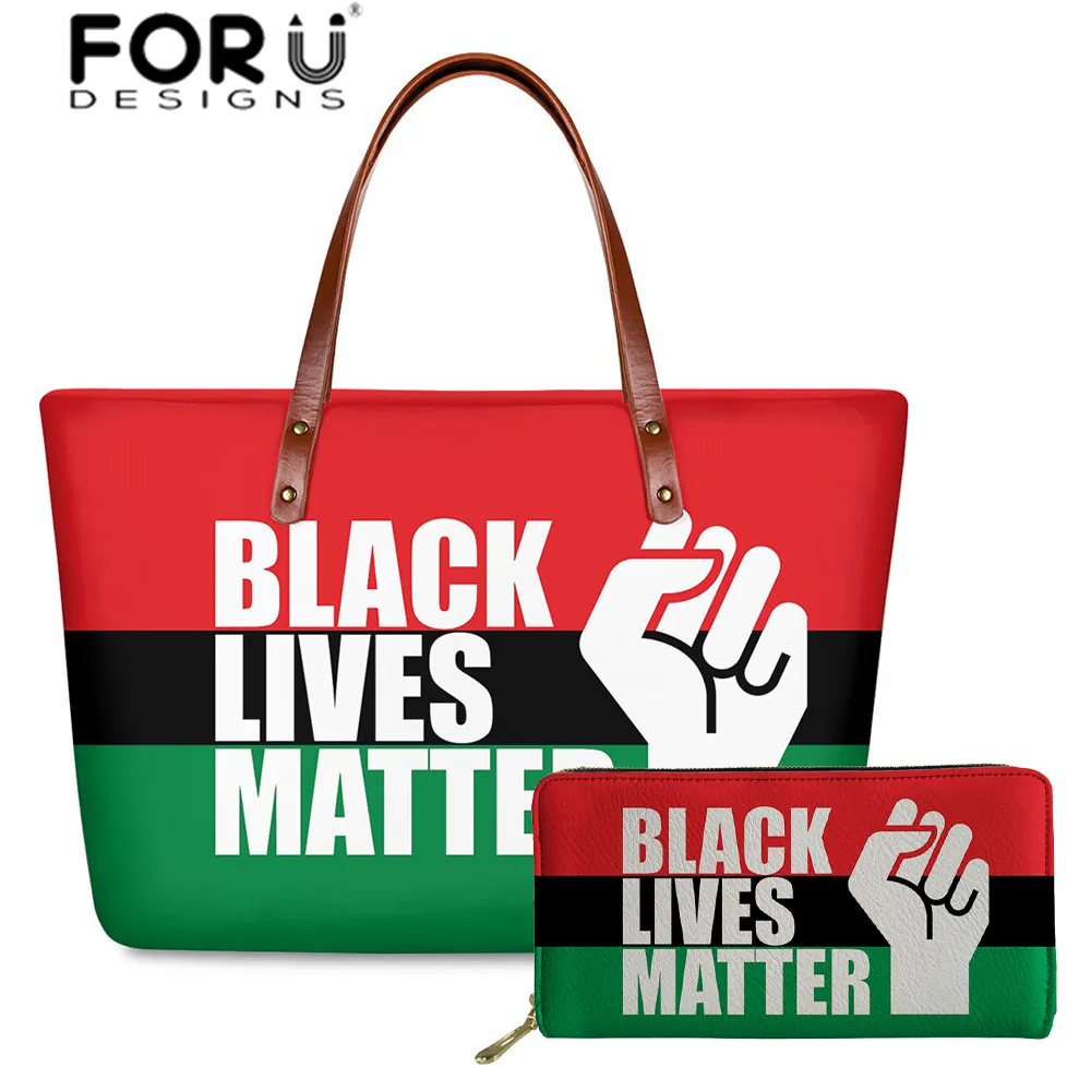 Large Capacity Tote Plus Wallet Black Lives Matter Themed Women's Handbags Colorfast Easy Organize Carry Street Style Outdoor