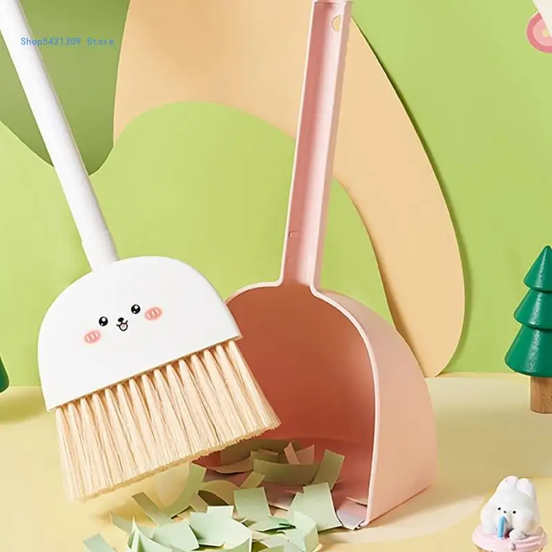 Multipurpose Small Brooms and Dustpan Set Convenient for Kids Ages 3 to 6 Portable for Pretend Housekeeping Playing