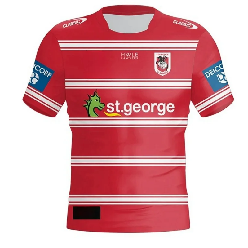 2024 Embroidered Logo St George Illawarra Dragons Home/Away/Rugby Jersey (Custom name and number )