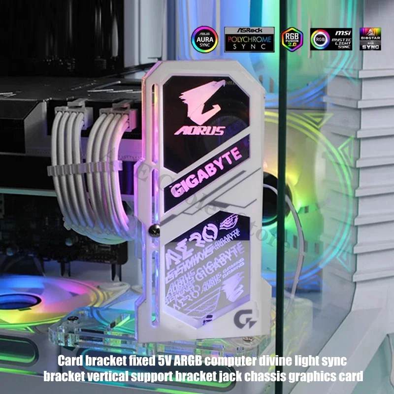 Graphics Card Protector Bracket 5V ARGB,Vertical Mirror Design Prevent-Falling Equipment Brand Belief Logos Option,New Arrvial