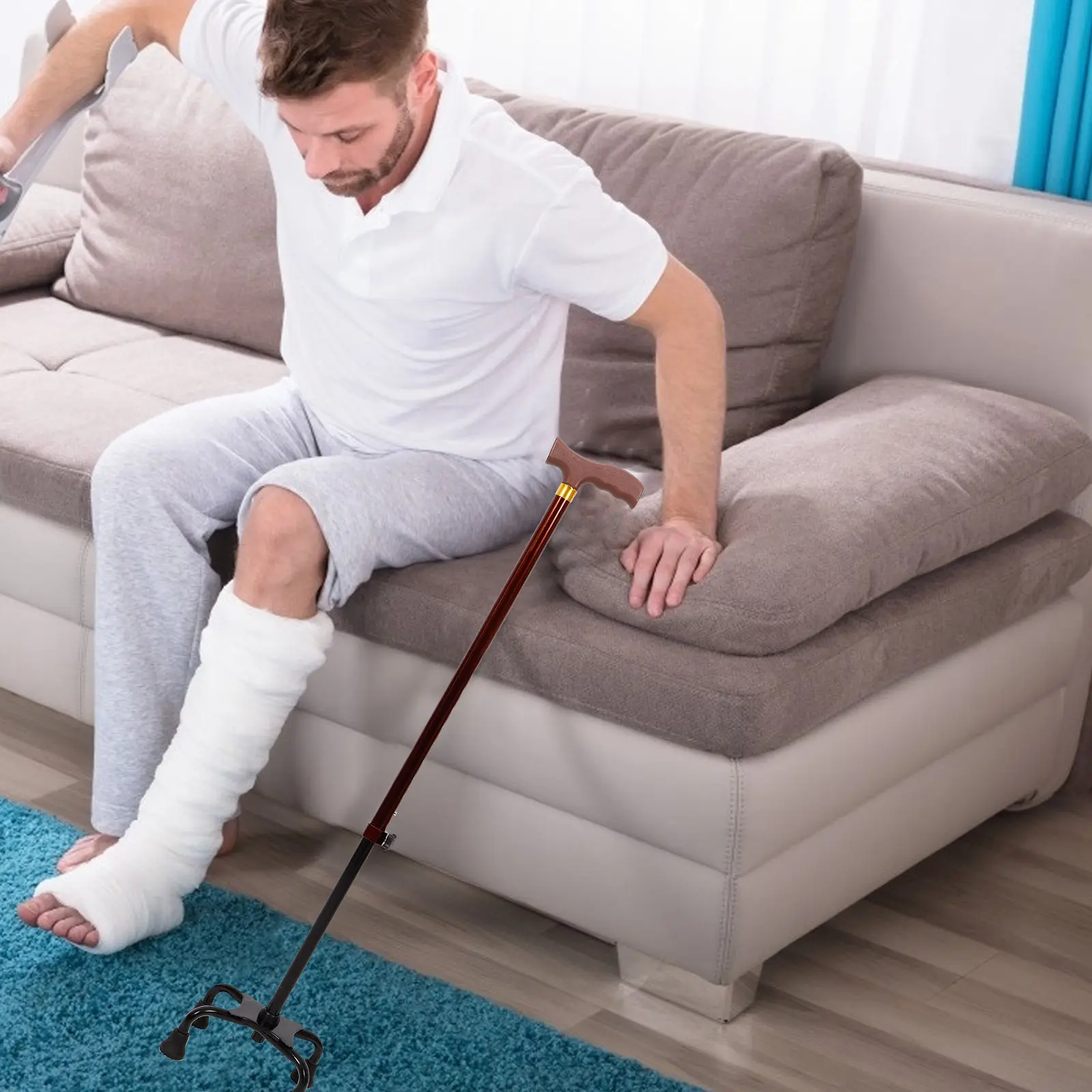 

Aluminum Alloy Detachable Walking Stick Ergonomic Nonslip Hiking Pole for Elderly Climbing Trekking Portable Outdoor Cane