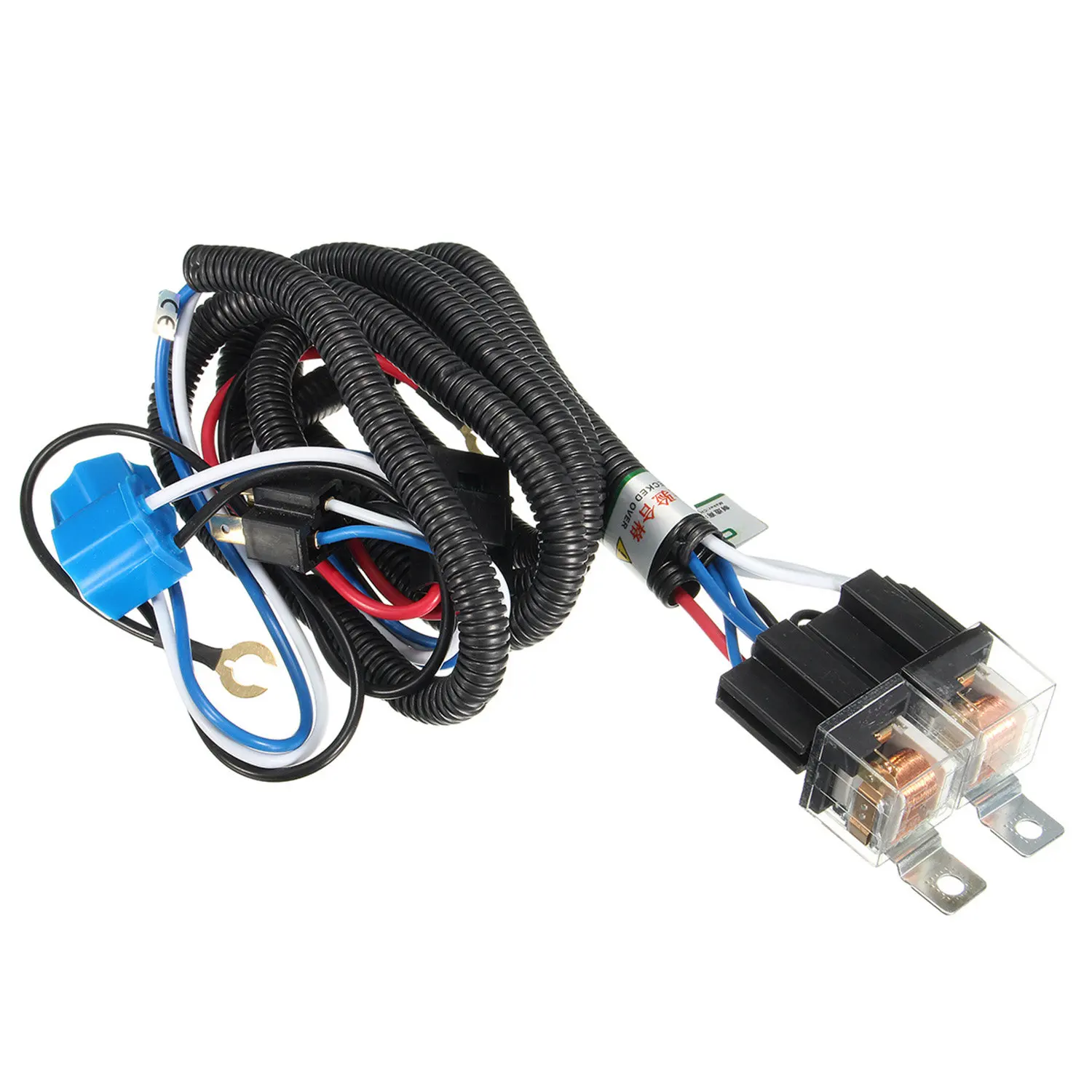 H4 LED Headlight Bulb Relay Wiring Harness Kit Negative Switched Conversion for Toyota Nissan Headlamp Upgrade with Relays Fuses