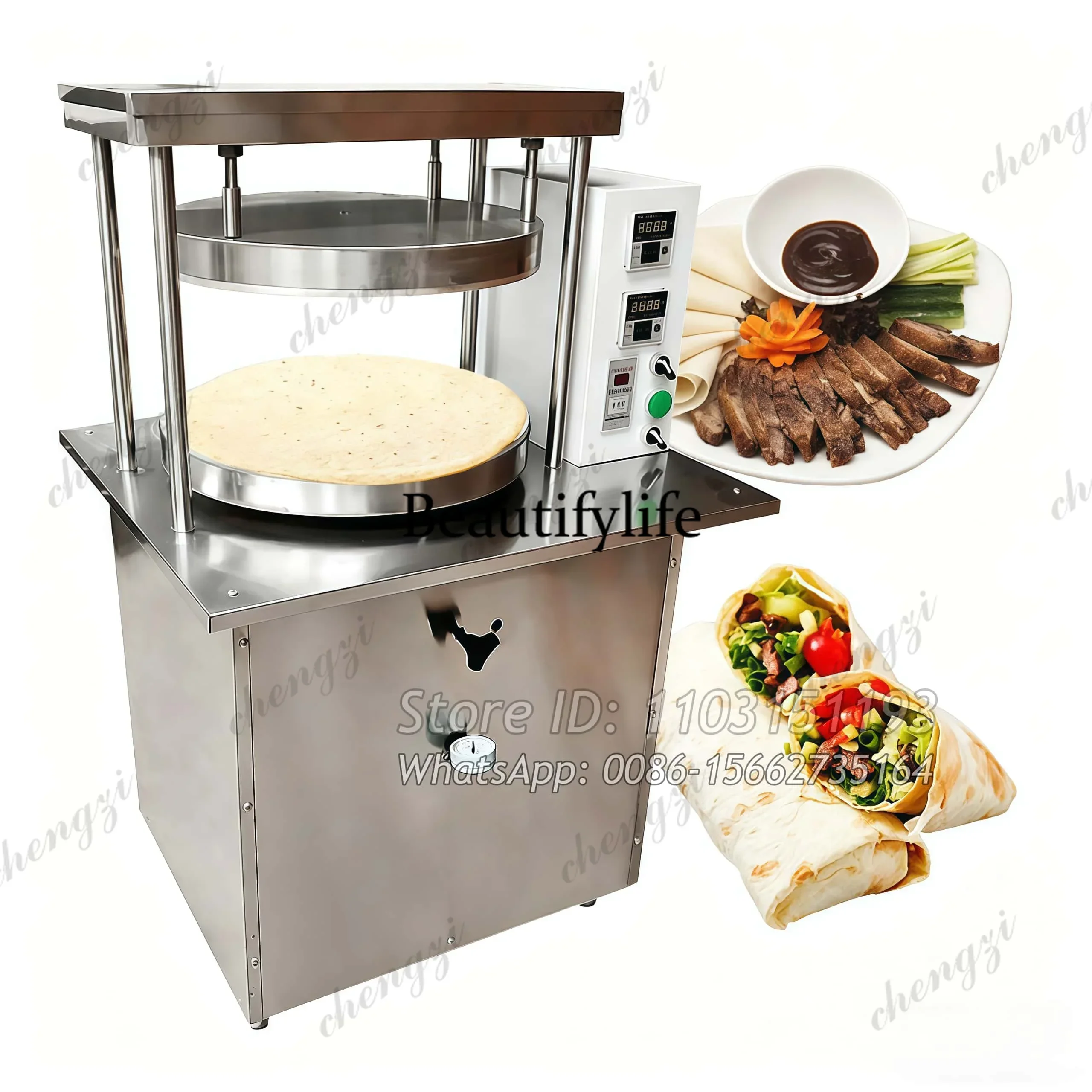 Hydraulic Pancake Maker Thin Cake Forming Machine Tortilla Roti Machine Dough Pressing Pizza Flour Heat Press Machine