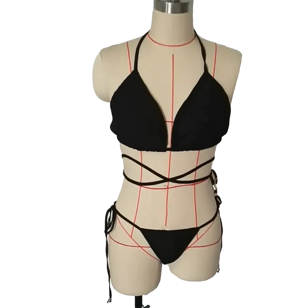 Biquíni sexy microporoso translúcido feminino, maiô de alta divisão, beachwear respirável, terno verão