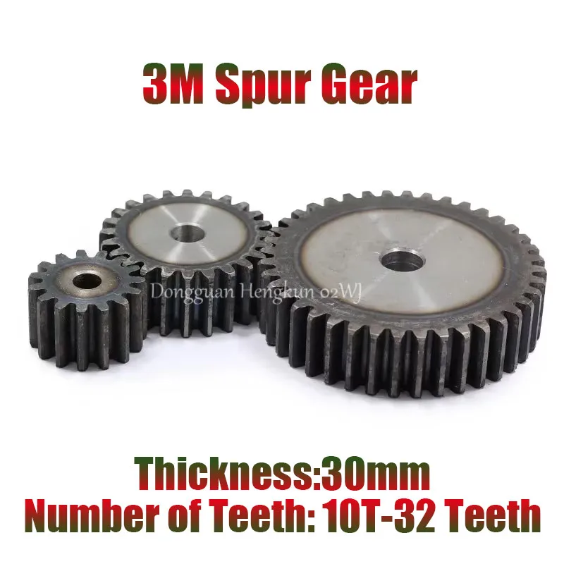 

SC45# Carbon Steel High-frequency Quenching Flat Gear Wheel 3M Spur Gear 10-32Teeth 30mm Thickness Pitch 12.56 Cylindrical Gear