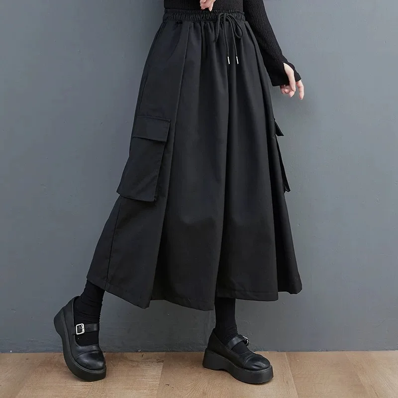 Bla Wide Leg Pants Women's Korean Sle Loose Slimming Spring Autumn Elastic Waist k Sle Casual Skirt Trendy - Image 3