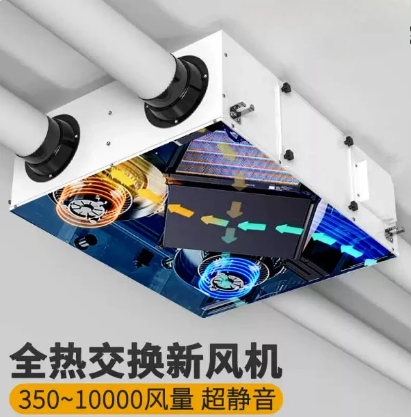 200m³/h Supply Exhaust Fan - Bidirectional Fresh Air Ventilator with Remote for Home & Office, No HRV