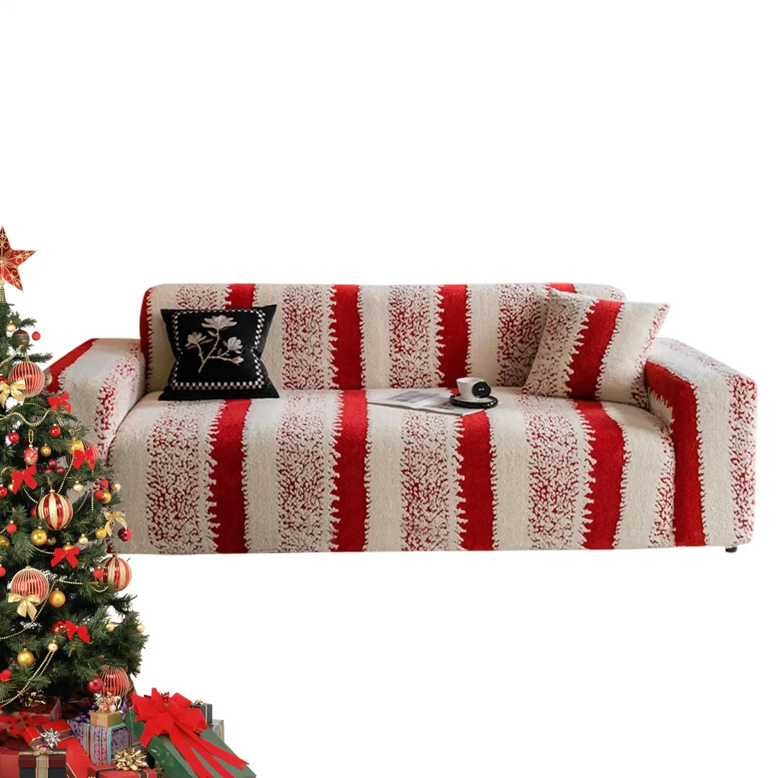 

Sofa Cover Stretch Washable Red Protector Slipcover Holiday Couch Covers Christmas For Furniture Room Home Indoor Bedroom Seater