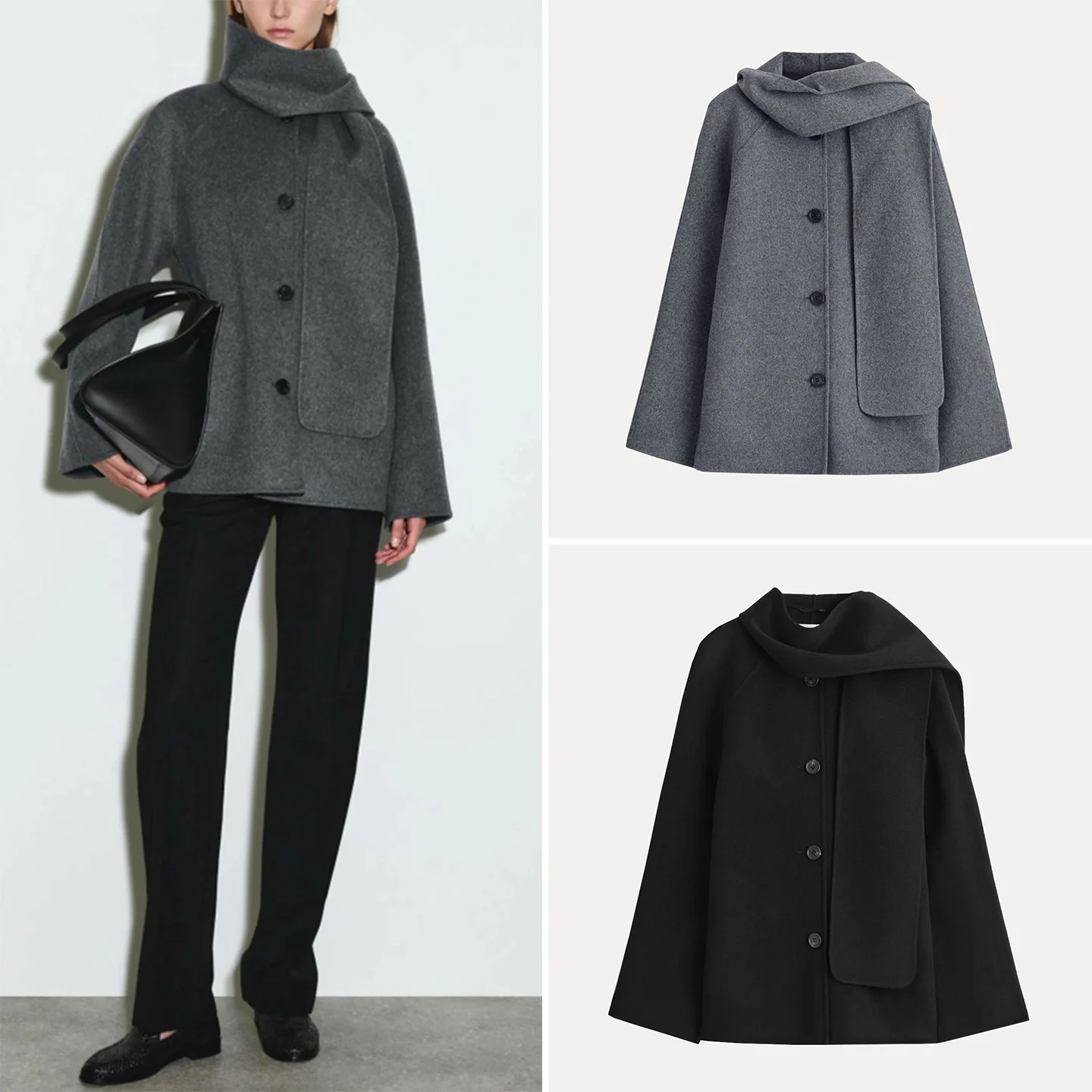 

Double-Sided Woolen Scarf Sle Jaet Women's Outerwear Z Stand Fit European Sle 2025 Autumn Collection