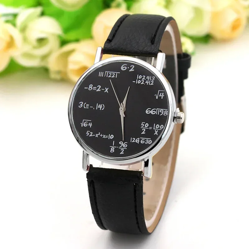 Fashion Ladies Watch Math Formula Watches Leather Quartz Casual Watch for Men Dashboard Formula Relogio Ferminino Reloj Hombre