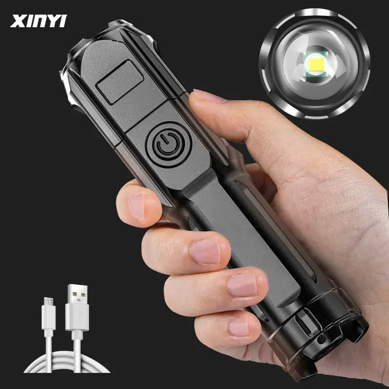 Torcia portatile luce forte Zoom ricaricabile ad alta potenza evidenziare torcia tattica illuminazione esterna torcia a LED